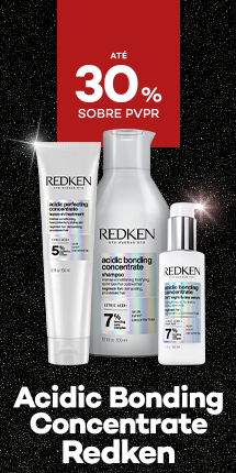 Gama Acidic Bonding Concentrate da marca Redken com destaque promocional de até 30% sobre preço de Venda ao Público Recomendado